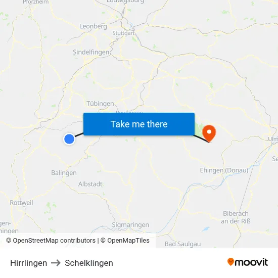 Hirrlingen to Schelklingen map
