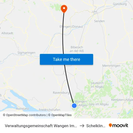 Verwaltungsgemeinschaft Wangen Im Allgäu to Schelklingen map
