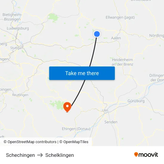 Schechingen to Schelklingen map