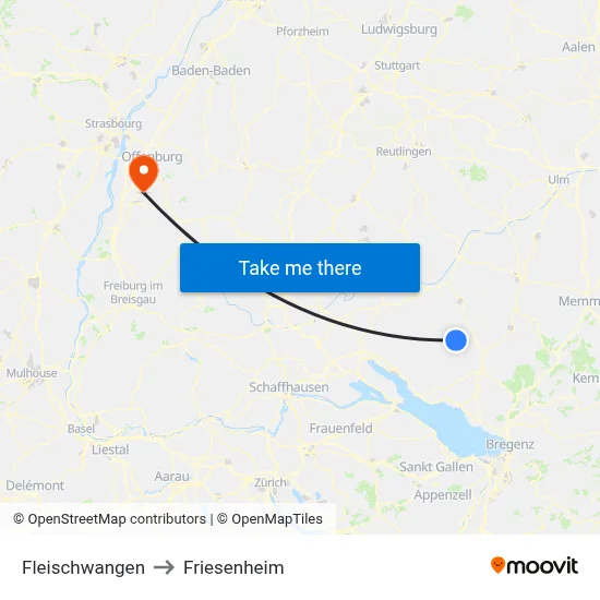 Fleischwangen to Friesenheim map
