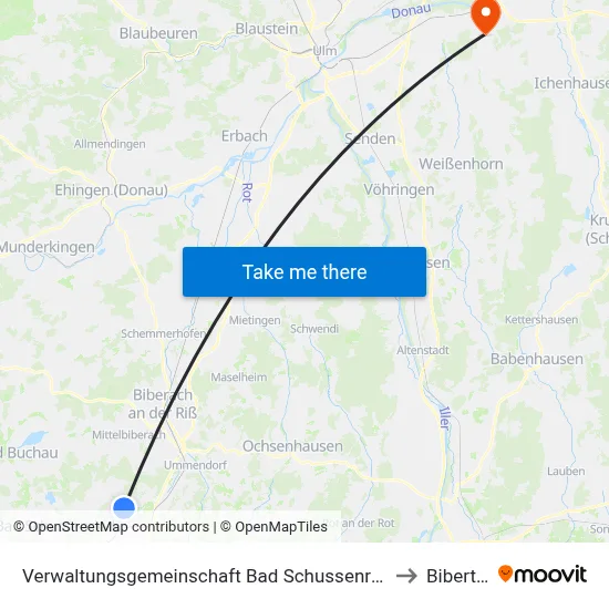 Verwaltungsgemeinschaft Bad Schussenried to Bibertal map