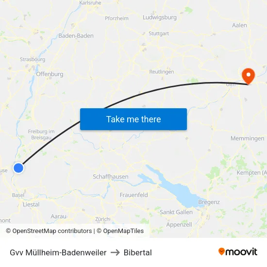 Gvv Müllheim-Badenweiler to Bibertal map