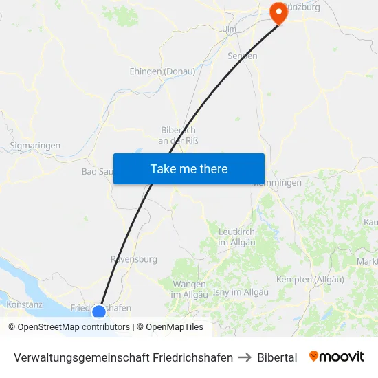 Verwaltungsgemeinschaft Friedrichshafen to Bibertal map