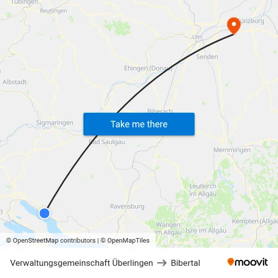 Verwaltungsgemeinschaft Überlingen to Bibertal map