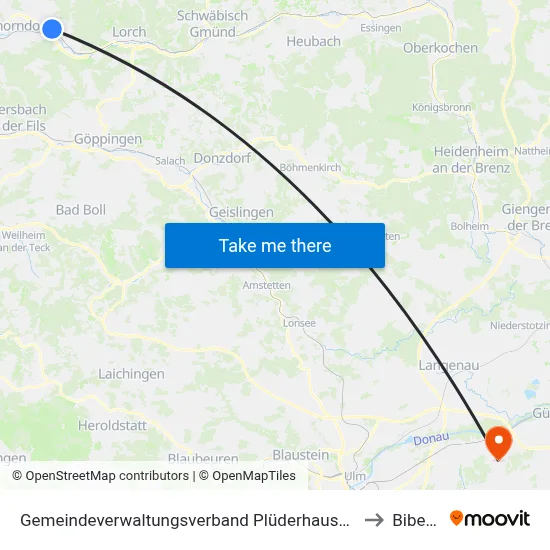 Gemeindeverwaltungsverband Plüderhausen-Urbach to Bibertal map