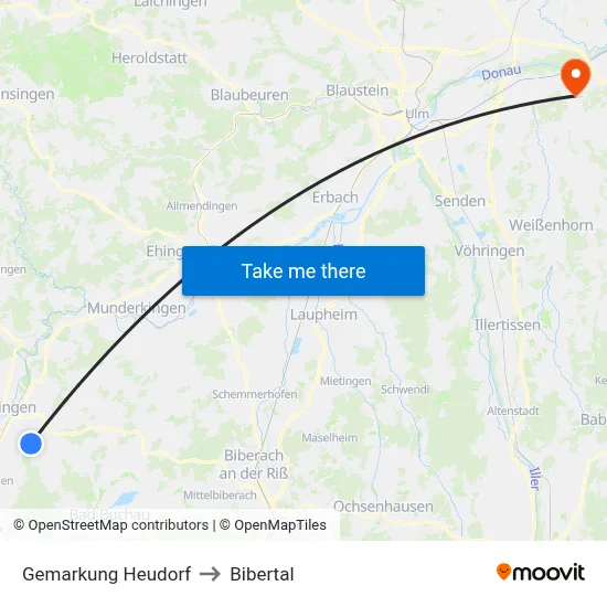 Gemarkung Heudorf to Bibertal map