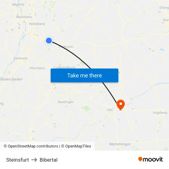 Steinsfurt to Bibertal map
