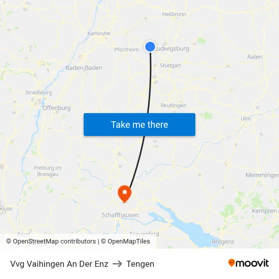 Vvg Vaihingen An Der Enz to Tengen map