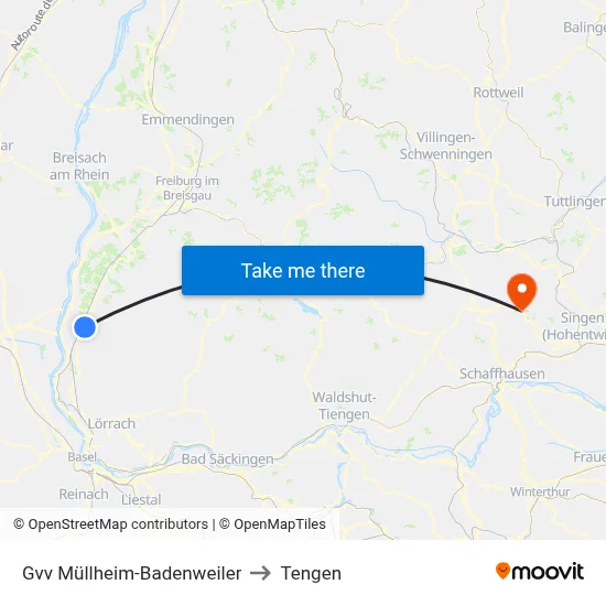 Gvv Müllheim-Badenweiler to Tengen map