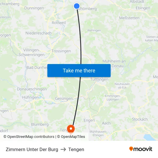 Zimmern Unter Der Burg to Tengen map