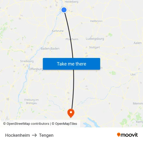 Hockenheim to Tengen map