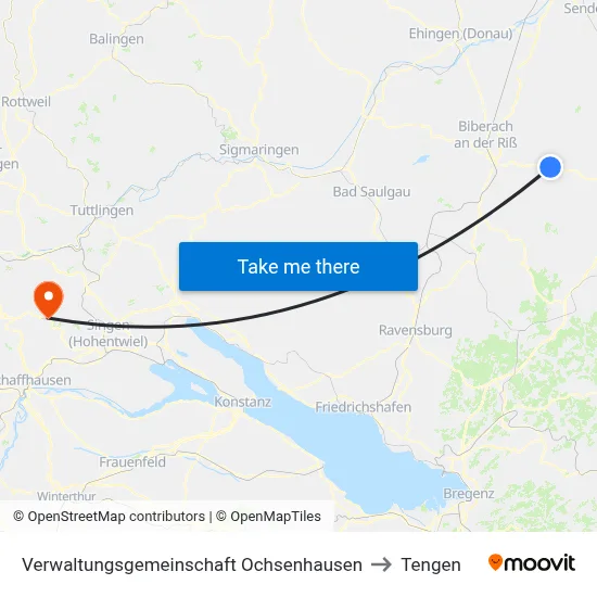 Verwaltungsgemeinschaft Ochsenhausen to Tengen map