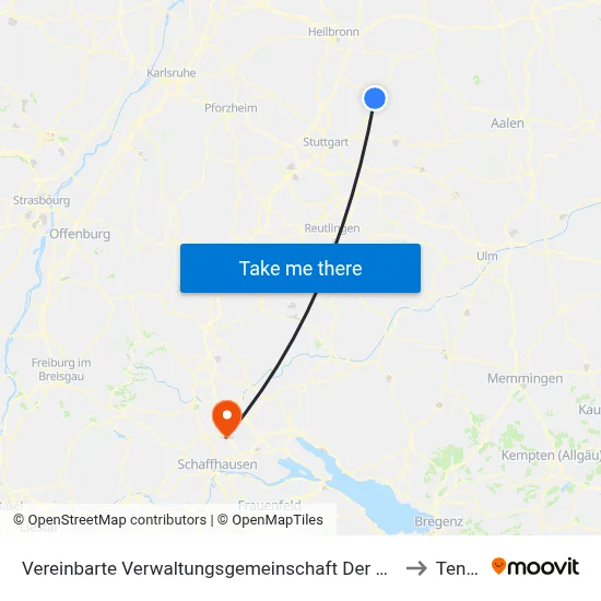 Vereinbarte Verwaltungsgemeinschaft Der Stadt Backnang to Tengen map