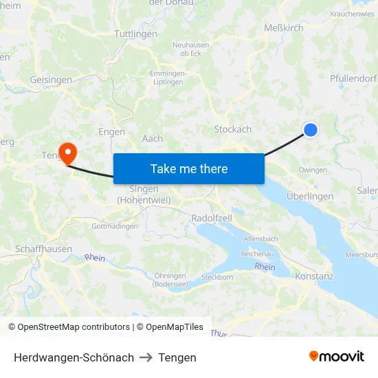 Herdwangen-Schönach to Tengen map