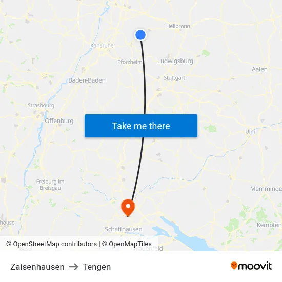 Zaisenhausen to Tengen map