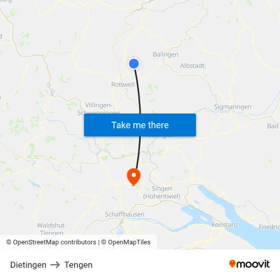 Dietingen to Tengen map