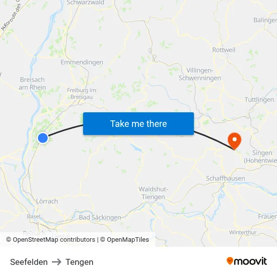 Seefelden to Tengen map