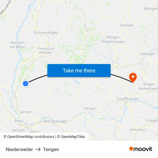 Niederweiler to Tengen map