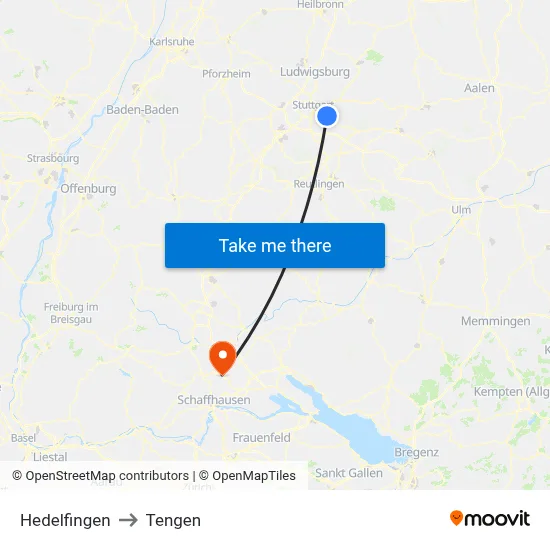 Hedelfingen to Tengen map