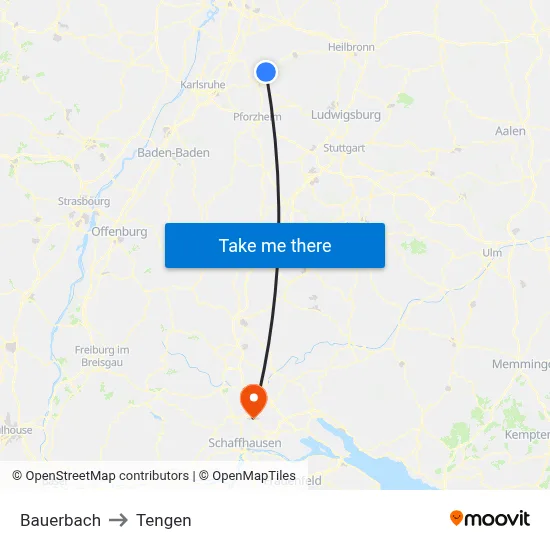 Bauerbach to Tengen map
