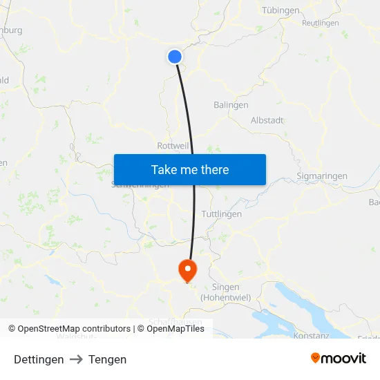 Dettingen to Tengen map
