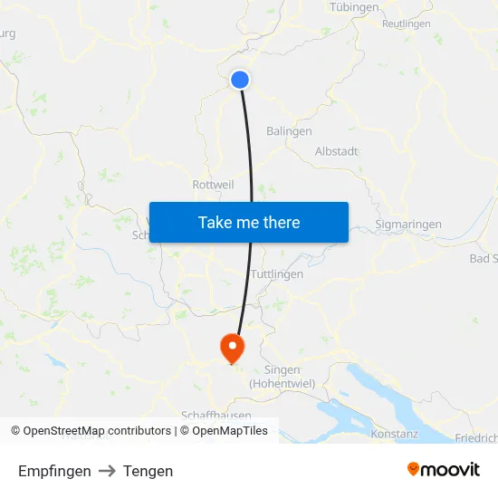 Empfingen to Tengen map