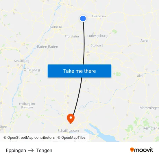 Eppingen to Tengen map