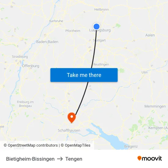 Bietigheim-Bissingen to Tengen map