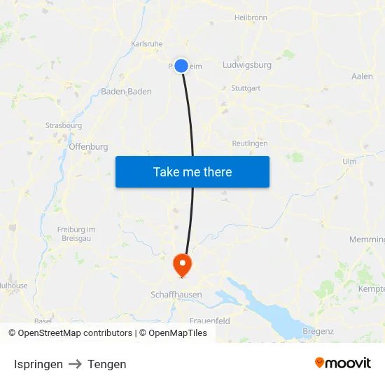 Ispringen to Tengen map