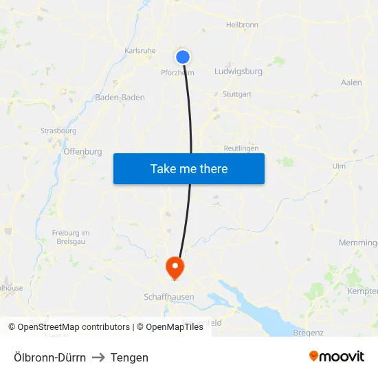 Ölbronn-Dürrn to Tengen map