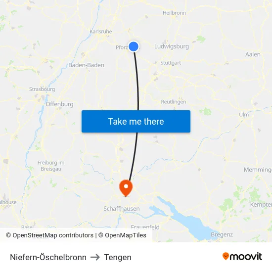 Niefern-Öschelbronn to Tengen map