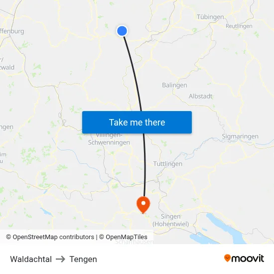 Waldachtal to Tengen map