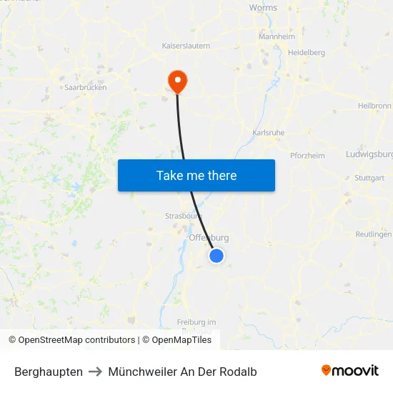 Berghaupten to Münchweiler An Der Rodalb map