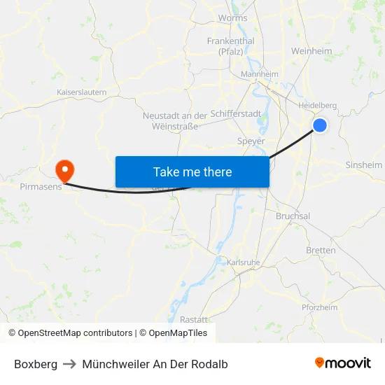 Boxberg to Münchweiler An Der Rodalb map