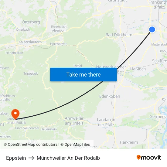 Eppstein to Münchweiler An Der Rodalb map