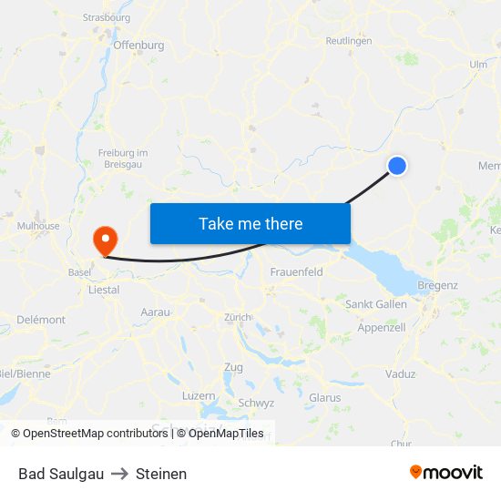 Bad Saulgau to Steinen map
