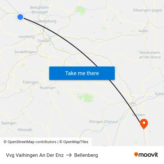 Vvg Vaihingen An Der Enz to Bellenberg map