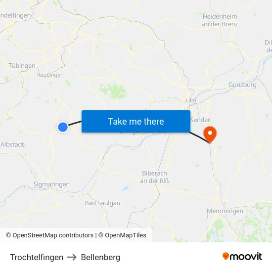 Trochtelfingen to Bellenberg map