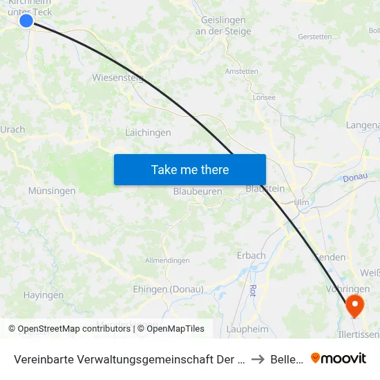 Vereinbarte Verwaltungsgemeinschaft Der Stadt Kirchheim Unter Teck to Bellenberg map
