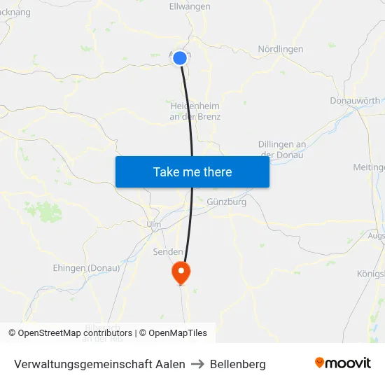 Verwaltungsgemeinschaft Aalen to Bellenberg map