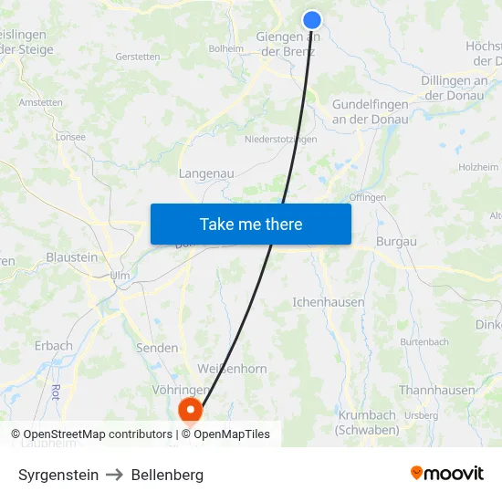 Syrgenstein to Bellenberg map