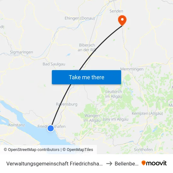 Verwaltungsgemeinschaft Friedrichshafen to Bellenberg map