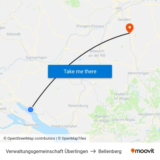 Verwaltungsgemeinschaft Überlingen to Bellenberg map