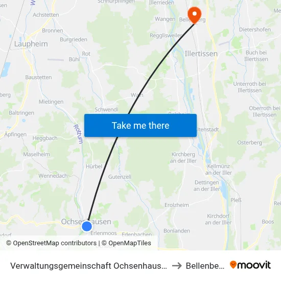 Verwaltungsgemeinschaft Ochsenhausen to Bellenberg map