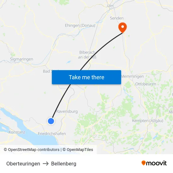 Oberteuringen to Bellenberg map