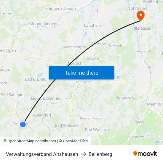 Verwaltungsverband Altshausen to Bellenberg map