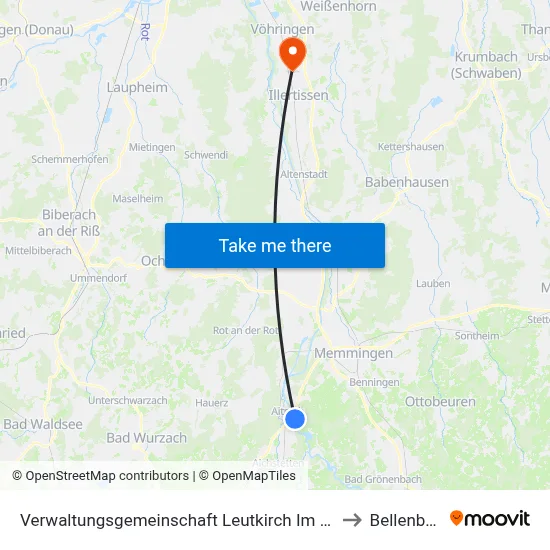 Verwaltungsgemeinschaft Leutkirch Im Allgäu to Bellenberg map