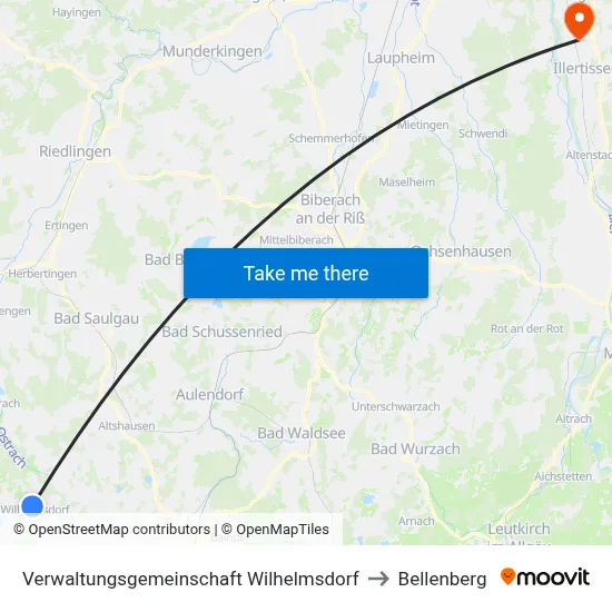 Verwaltungsgemeinschaft Wilhelmsdorf to Bellenberg map