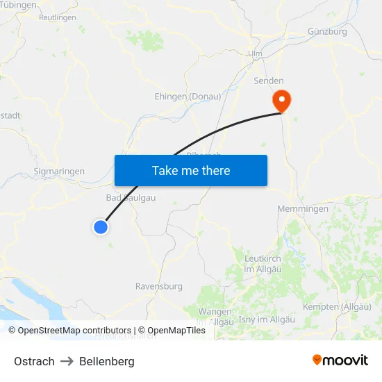 Ostrach to Bellenberg map