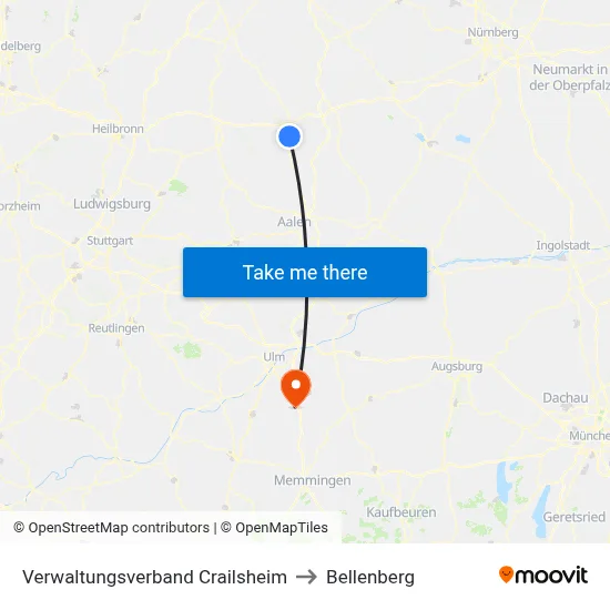 Verwaltungsverband Crailsheim to Bellenberg map